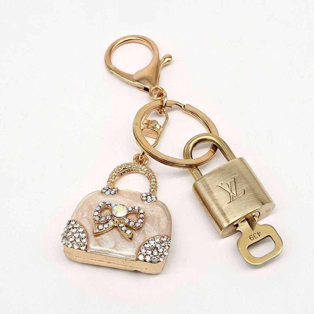 Louis Vuitton Authentic Gold Padlock 🔒 Key + Unbranded Keychain Bag Charm